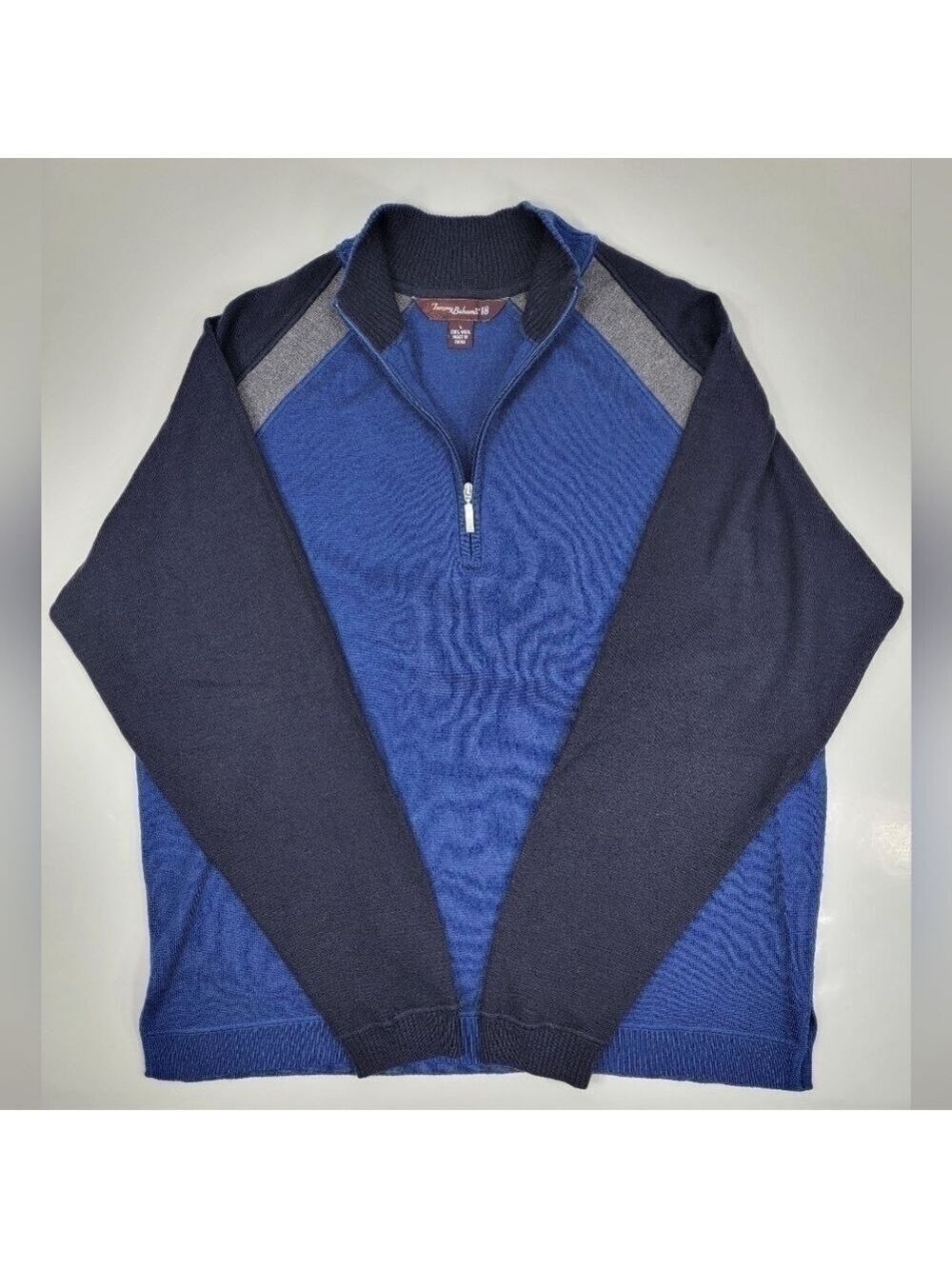 Tommy Bahama Golf 18 Fine Italian Merino Wool 1/4 Zip Pullover Sweater Mens L